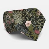 Retro-Blume Muster dunkle Blätter und Blume Krawatte (Gerollt)