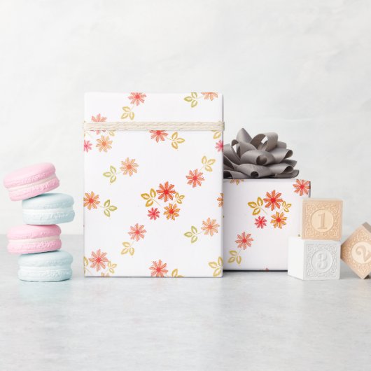 Retro Blume Muster. Geschenkpapier (Babyparty)