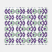 Retro-Blume Muster in Lila und Minze grün. Fleecedecke (Vorderseite (Horizontal))