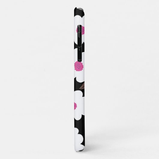 Retro Blume Muster in Weiß auf Schwarz Case-Mate iPhone Hülle (Hinten/Links)