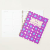 Retro Blume Muster Lila Mid Mod Personalisiert Planer (Anzeige)