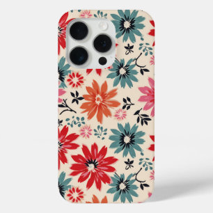 Retro Blume Muster Rot Orange Blau Case-Mate iPhone Hülle