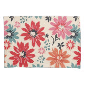 Retro Blume Muster Rot Orange Blau Kissenbezug (Vorderseite-Links)
