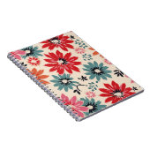 Retro Blume Muster Rot Orange Blau Notizblock (Rechte Seite)