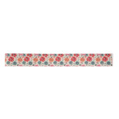 Retro Blume Muster Rot Orange Blau Satinband (Vorderseite)