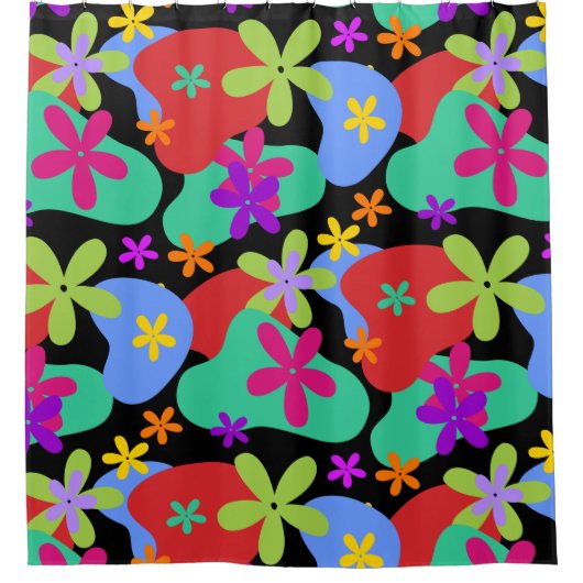 Retro-Blume nahtlos farbig Duschvorhang (Vorderseite)