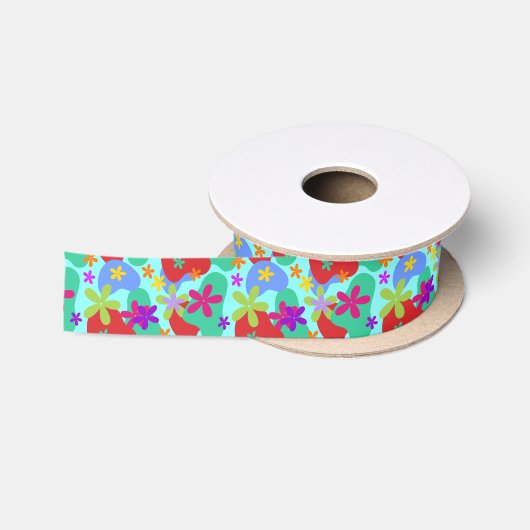 Retro-Blume nahtlos farbig Satinband (Spule)