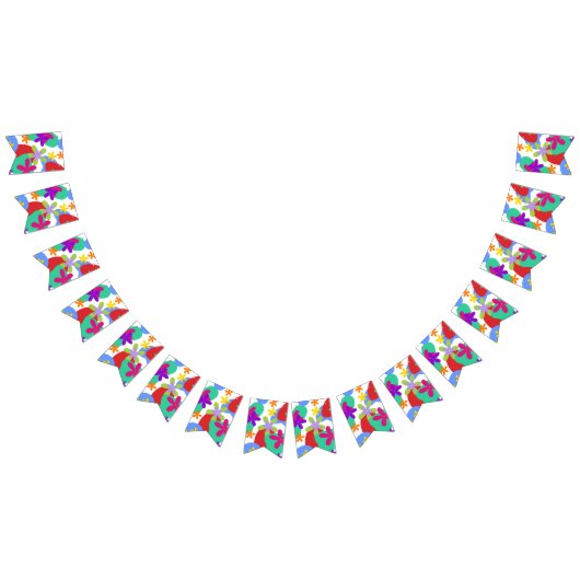 Retro-Blume nahtlos farbig Wimpelkette (Alle)