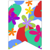 Retro-Blume nahtlos farbig Wimpelkette (Dritte Fahne)