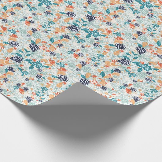 Retro-Blume Nahtloses Muster Geschenkpapier (Ecke)