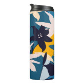 Retro-Blume Nahtloses Muster Thermosbecher (Nach rechts gedreht)