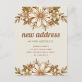 Retro-Blume | Neue Ankündigung zur Adressenverschi Postkarte (Vorderseite)