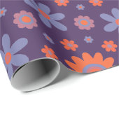 Retro Blume Niedlich Fun 70er Hippie Daisy Muster Geschenkpapier (Rolleneckpunkt)
