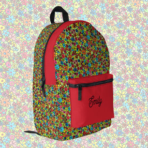 Retro-Blume, niedlich personalisierbar Bedruckter Rucksack