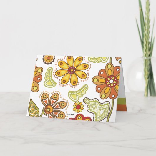 Retro Blume Orange Green Happy Mother Day Karte (Rückseite)