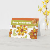 Retro Blume Orange Green Happy Mother Day Karte (Gelbe Blume)