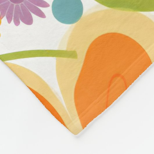 Retro-Blume Orange Lilac und Green Fleecedecke (Ecke)