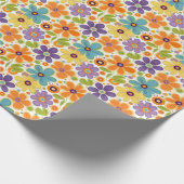 Retro-Blume Orange Lilac und Green Geschenkpapier (Ecke)