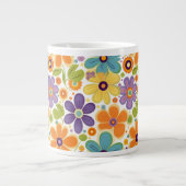 Retro-Blume Orange Lilac und Green Jumbo-Tasse (Vorderseite)