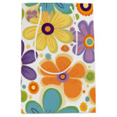 Retro-Blume Orange Lilac und Green Mittlere Geschenktüte (Vorderseite)