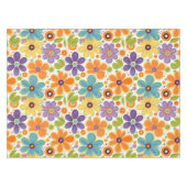 Retro-Blume Orange Lilac und Green Tischdecke (Vorderseite (Horizontal))