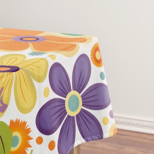 Retro-Blume Orange Lilac und Green Tischdecke (Beispiel)