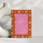 Retro Blume Orange Pink 30. Geburtstag Party Einladung<br><div class="desc">Groovy Retro 60er Blume Orange und Pink 30. Geburtstagszeit Party Einladung - Alter kann geändert werden</div>
