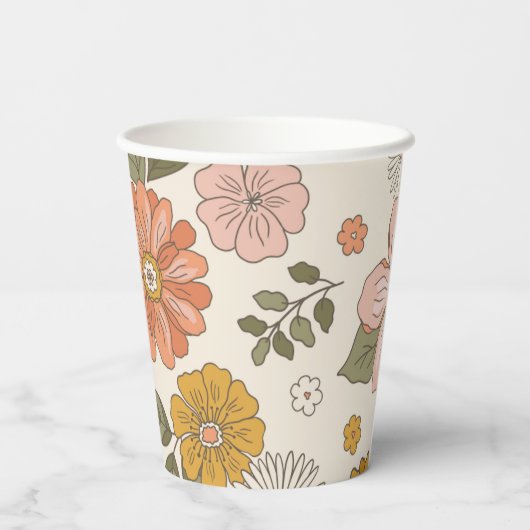 Retro Blume Paper Cup Pappbecher (Rückseite)