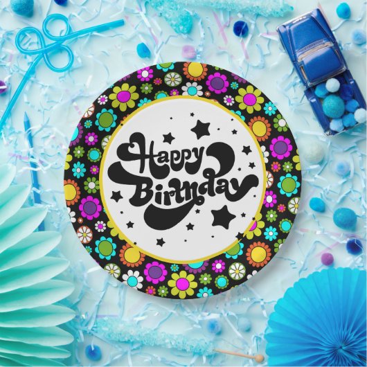 Retro-Blume Pappteller (Party)