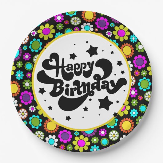 Retro-Blume Pappteller (Vorderseite)