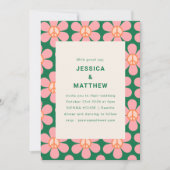 Retro Blume Peace Pink Green Groovy Hochzeit Einladung (Vorderseite)