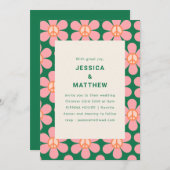 Retro Blume Peace Pink Green Groovy Hochzeit Einladung (Vorne/Hinten)