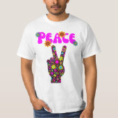 Retro Blume Peace Sign T - Shirt (Vorderseite)