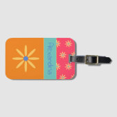 Retro-Blume personalisierter Name Gepäckanhänger (Vorderseite (Horizontal))
