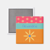 Retro-Blume personalisierter Name Magnet (Vorderseite/Rückseite)