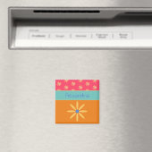 Retro-Blume personalisierter Name Magnet (In Situ (Geschirrspüler))