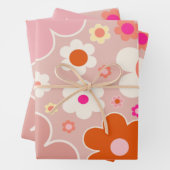 Retro-Blume Pfirsichfarben Rosa orange Geschenkpapier Set (Beispiel)