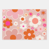 Retro-Blume Pfirsichfarben Rosa orange Geschenkpapier Set (Vorderseite)