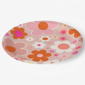 Retro-Blume Pfirsichfarben Rosa orange Pappteller (Schrägansicht)