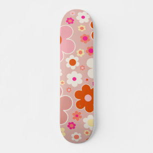 Retro-Blume Pfirsichfarben Rosa orange Skateboard