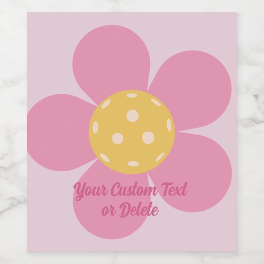 Retro-Blume Pickleball-Party Personalisierter Text Weinetikett (Einzelnes Label)