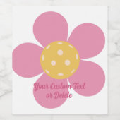 Retro-Blume Pickleball-Party Personalisierter Text Weinetikett (Einzelnes Label)