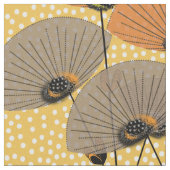 Retro-Blume Polka Dot Orange Mustard Mix Stoff (Nahaufnahme)
