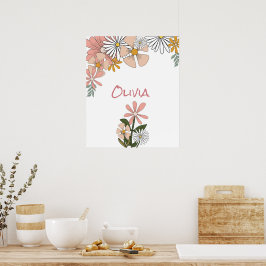 Retro Blume Poster für Girl Room