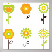 Retro-Blume-Poster Poster (Vorne)