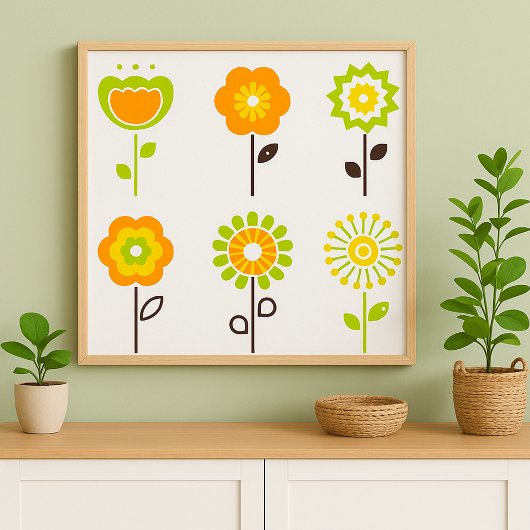 Retro-Blume-Poster Poster