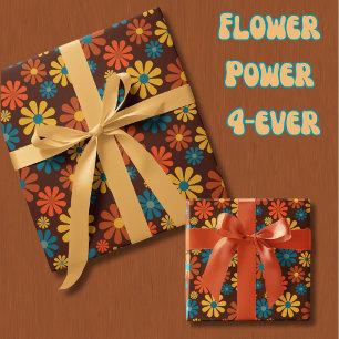 Retro Blume Power der 60er Jahre Geschenkpapier