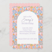 Retro Blume Power Groovy Einladung (Vorne/Hinten)