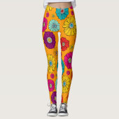 Retro-Blume-Power Leggings (Vorderseite)