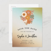 Retro-Blume Power QR-Hochzeitsszenario Speichern S Ankündigungspostkarte (Vorne/Hinten)